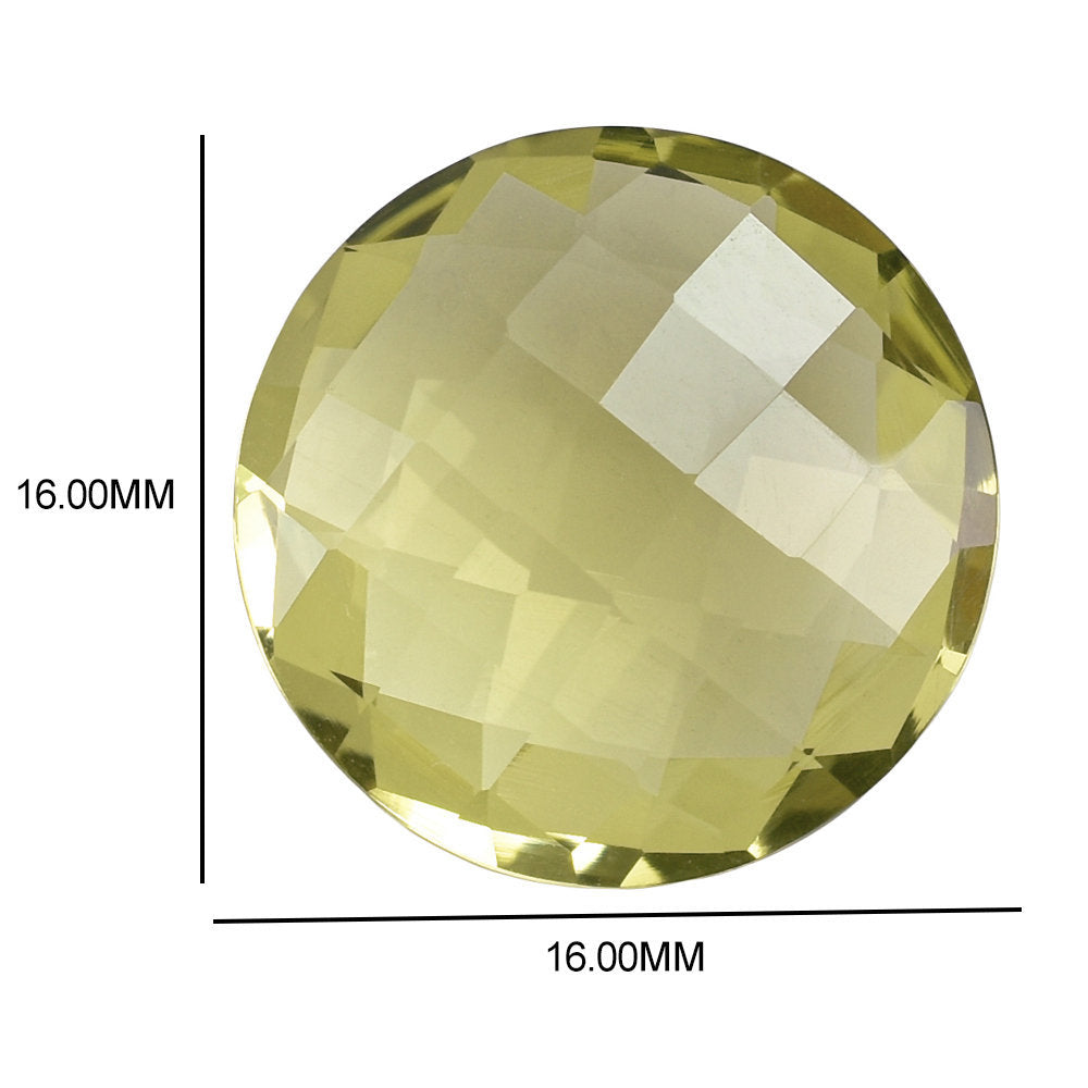 LEMON QUARTZ BRIOLETTE ROUND 16MM 10.56CTS.