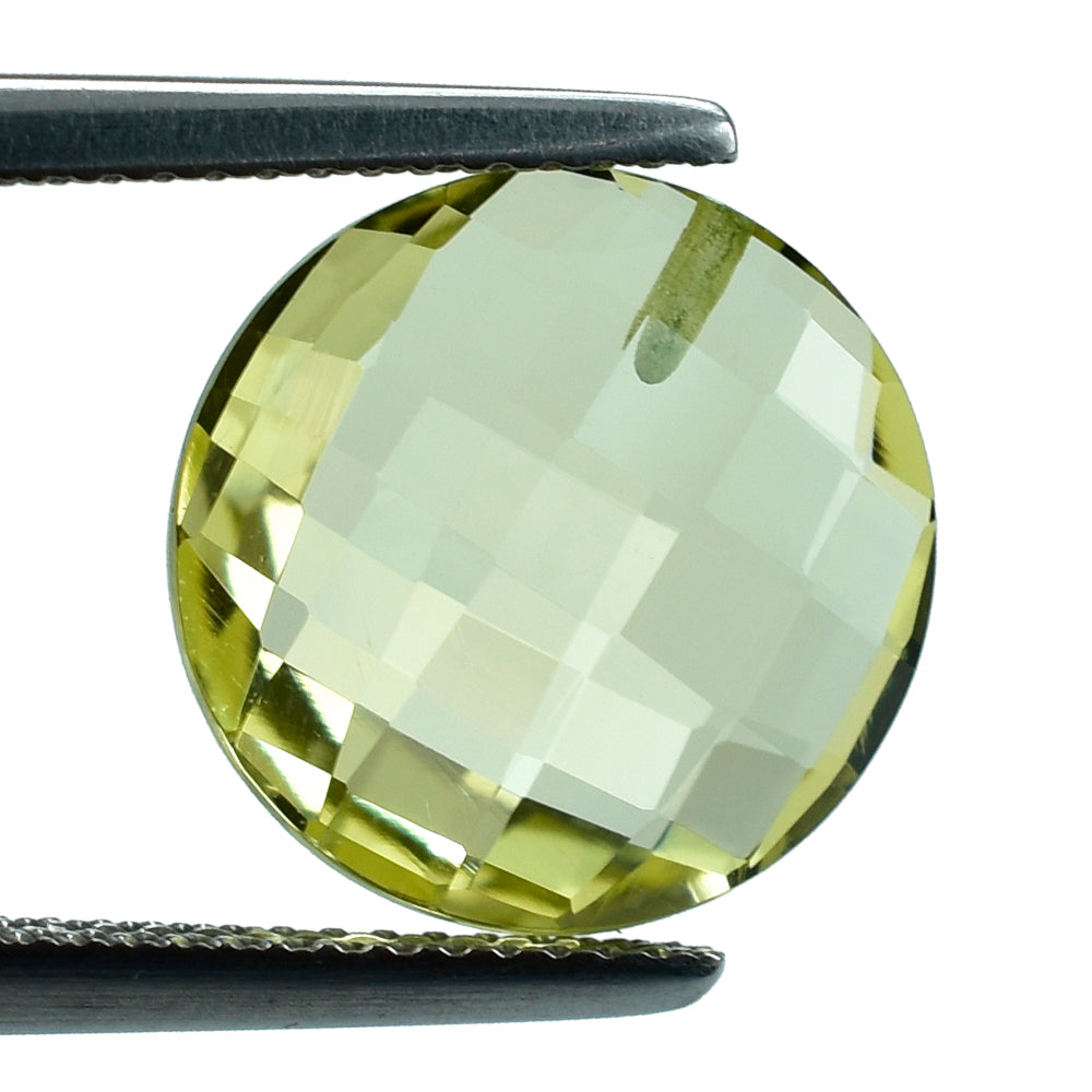 LEMON QUARTZ BRIOLETTE ROUND (HALF DRILL) 12.50MM 5.95CTS.
