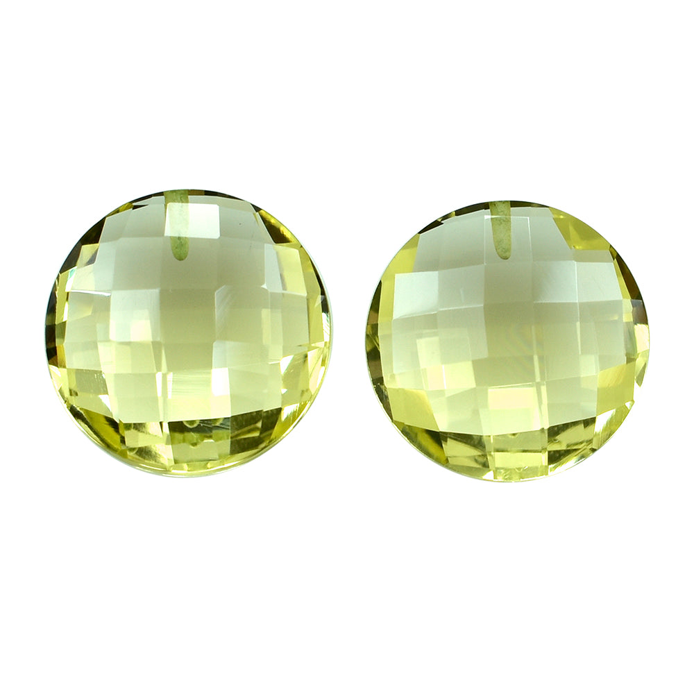 LEMON QUARTZ BRIOLETTE ROUND (HALF DRILL) 12.50MM 5.95CTS.