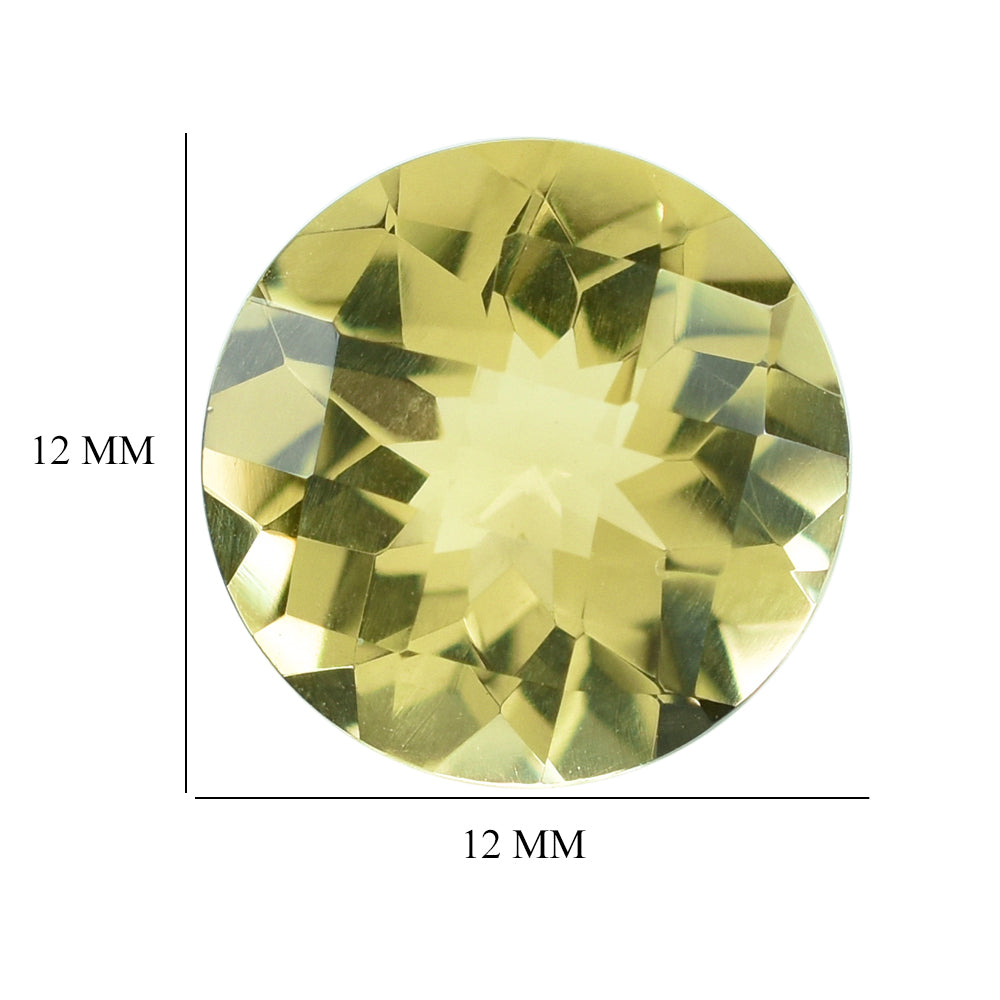 LEMON QUARTZ CHECKER CUT ROUND 12MM 5.40CTS.