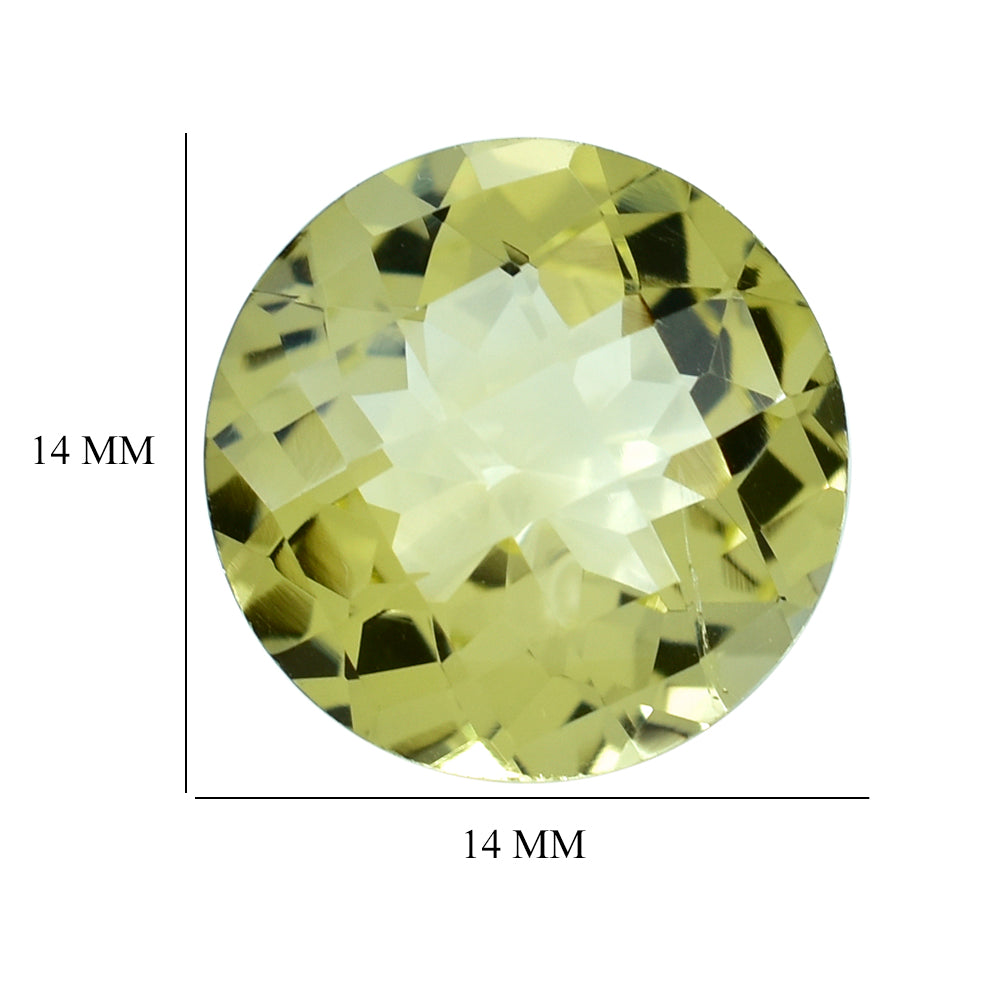 LEMON QUARTZ CHECKER CUT ROUND 14MM 8.36CTS.
