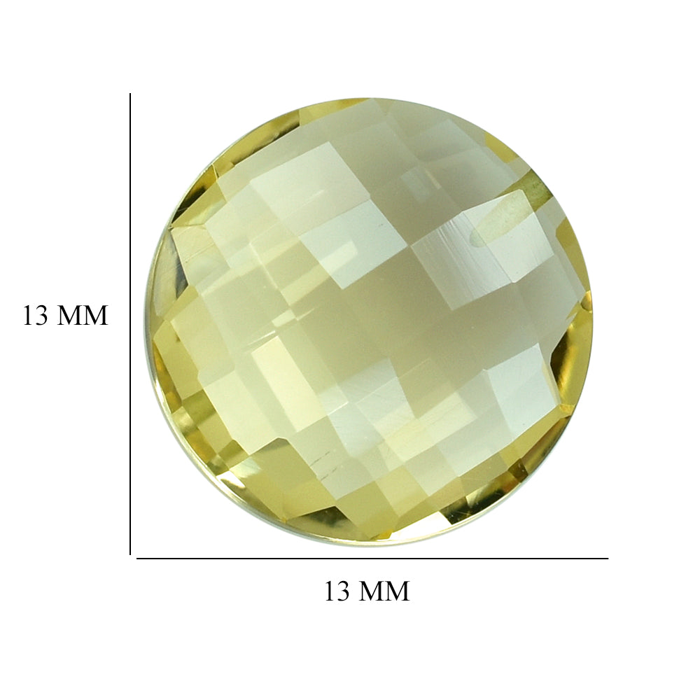 LEMON QUARTZ BRIOLETTE ROUND (HALF DRILL) 13MM 6.20CTS.