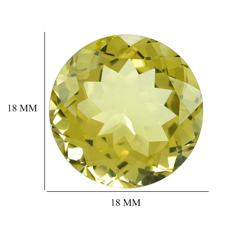 LEMON QUARTZ CUT ROUND (GREEN-GOLD) 18MM 20.48CTS.