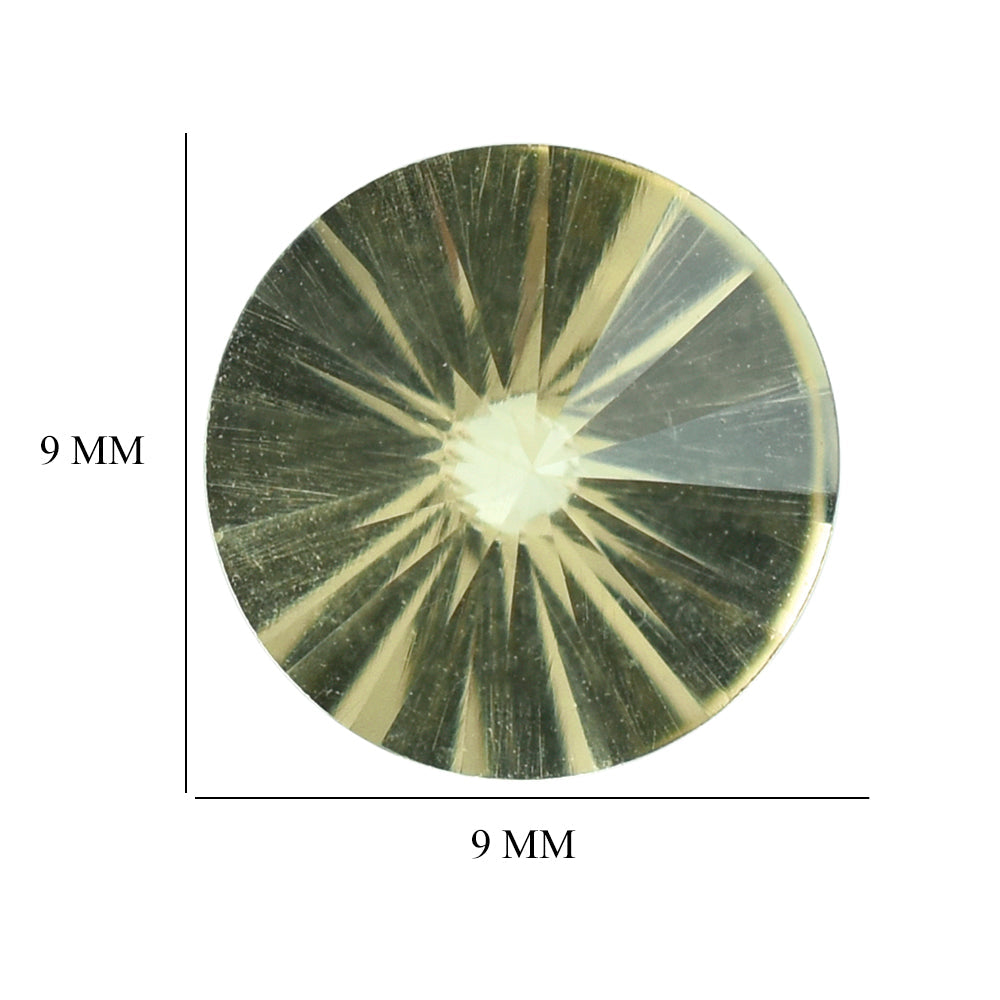 LEMON QUARTZ BOTH SIDE DIAMOND CUT ROUND 9MM 2.12CTS.