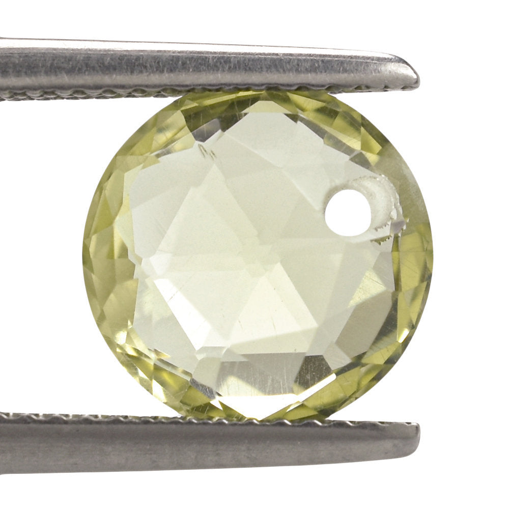 LEMON QUARTZ ROSE CUT BRIOLETTE ROUND (FULL DRILL) 10MM 2.91 Cts.