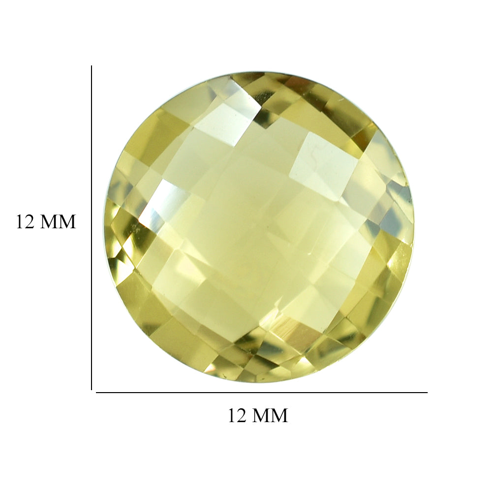 LEMON QUARTZ BRIOLETTE ROUND 12MM 4.96CTS.