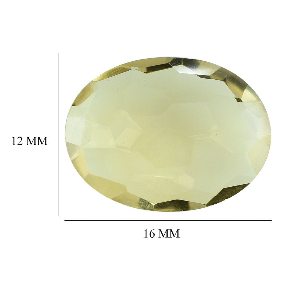 LEMON QUARTZ IRREGULAR CUT BRIOLETTE OVAL 16X12MM 6.12CTS.