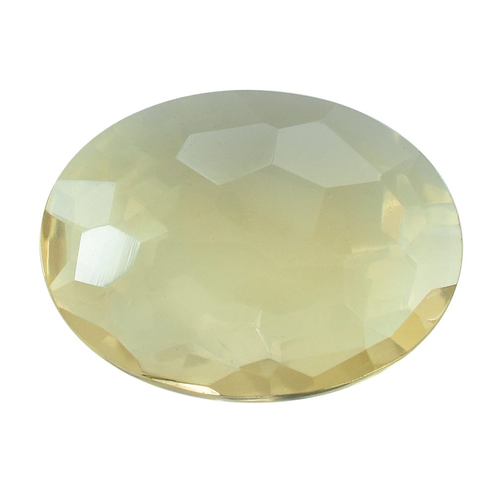 LEMON QUARTZ IRREGULAR FACETED BRIOLETTE OVAL 16X12MM 6.12CTS.