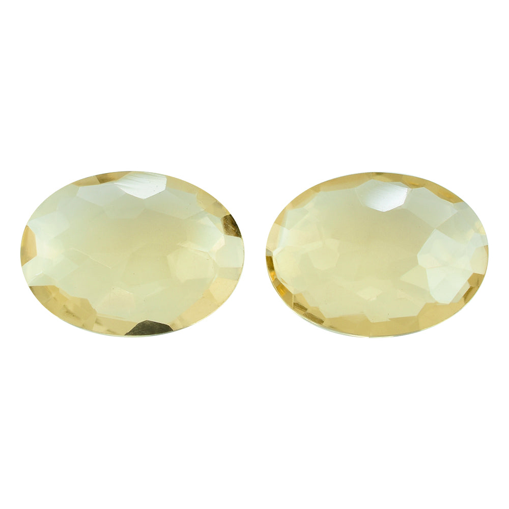 LEMON QUARTZ IRREGULAR FACETED BRIOLETTE OVAL 16X12MM 6.12CTS.