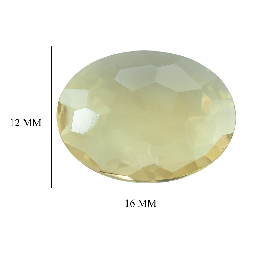 LEMON QUARTZ IRREGULAR FACETED BRIOLETTE OVAL 16X12MM 6.12CTS.