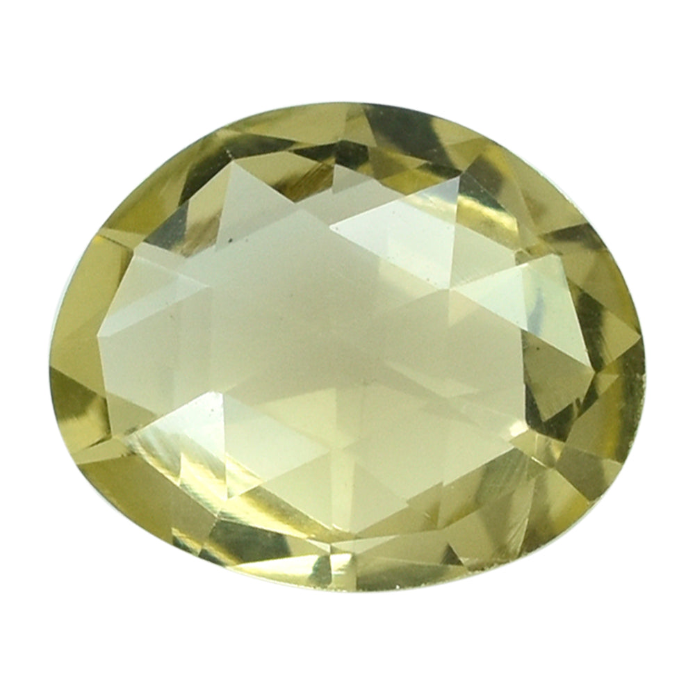 LEMON QUARTZ ROSE CUT BRIOLETTE IRREGULAR OVAL 11.50X9.50MM 3.52CTS.