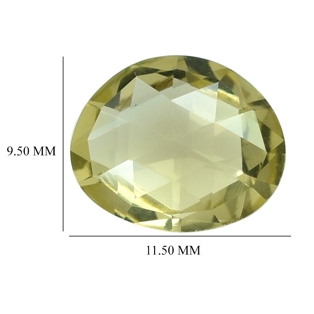LEMON QUARTZ ROSE CUT BRIOLETTE IRREGULAR OVAL 11.50X9.50MM 3.52CTS.