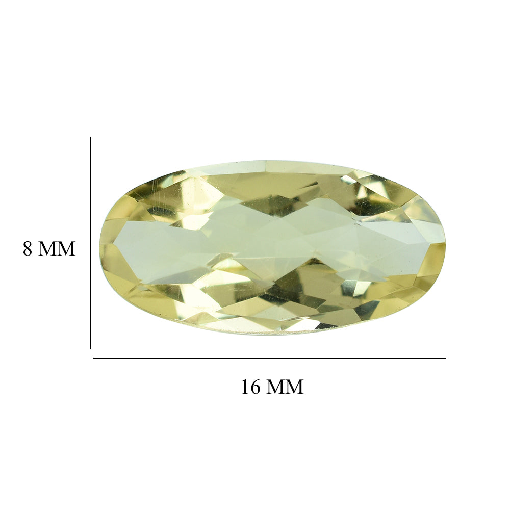 LEMON QUARTZ ROSE CUT TOP OVAL 16X8MM 4.48CTS.