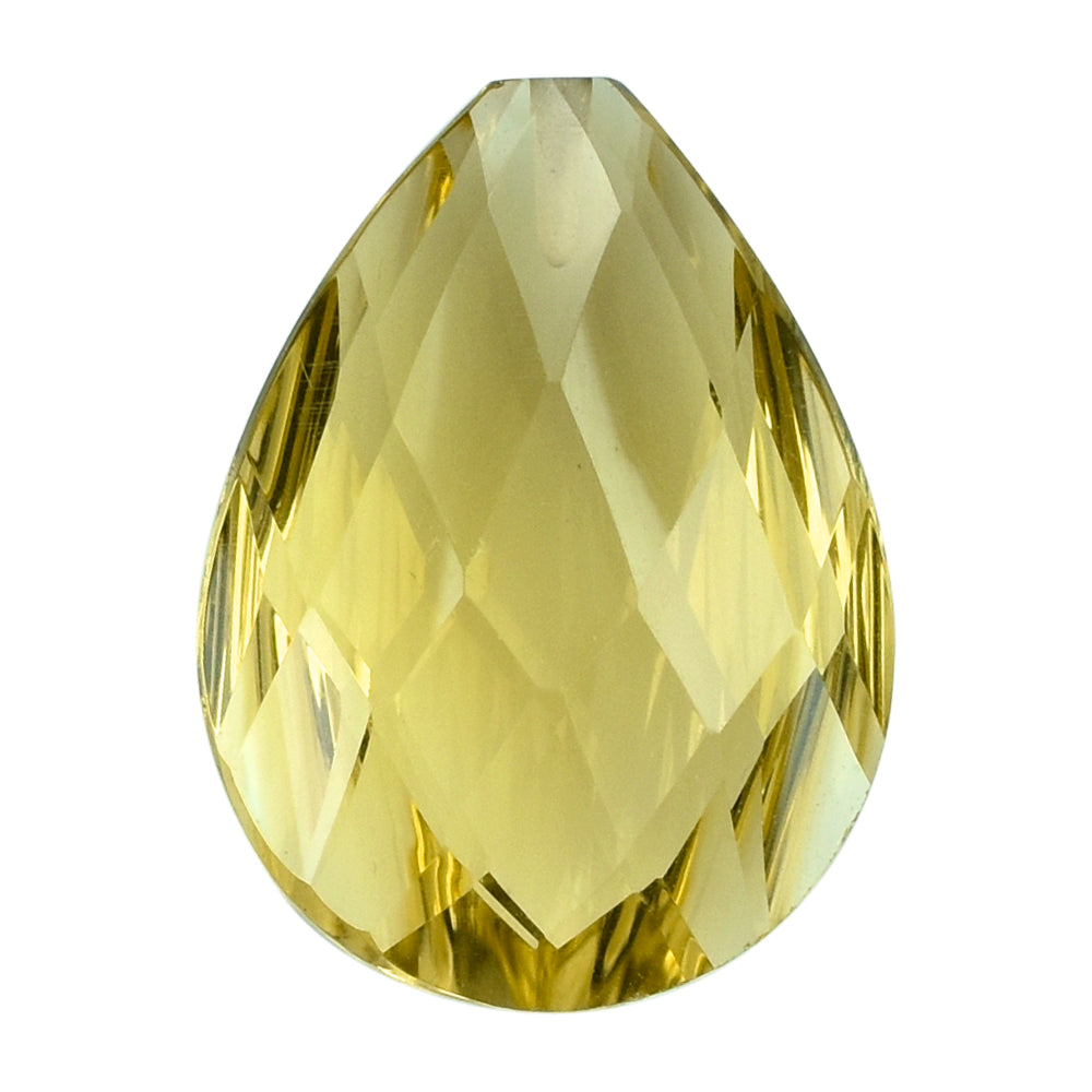 LEMON QUARTZ CONCAVE BRIOLETTE PEAR (HALF DRILL) 20X15MM 14.23CTS.