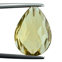 LEMON QUARTZ CONCAVE BRIOLETTE PEAR (HALF DRILL) 20X15MM 14.23CTS.