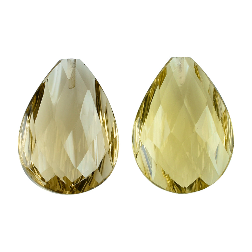 LEMON QUARTZ CONCAVE BRIOLETTE PEAR (HALF DRILL) 20X15MM 14.23CTS.