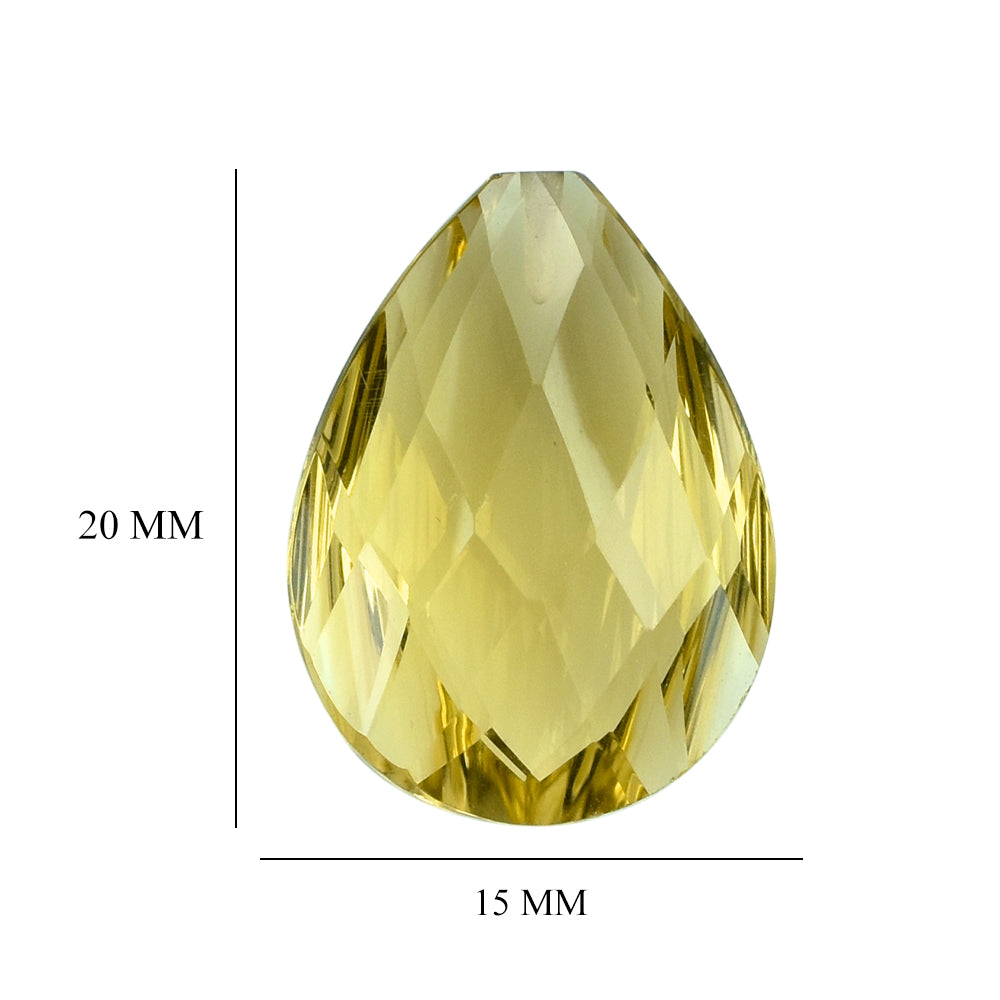 LEMON QUARTZ CONCAVE BRIOLETTE PEAR (HALF DRILL) 20X15MM 14.23CTS.