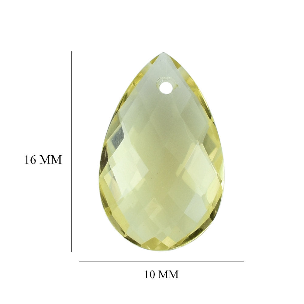 LEMON QUARTZ BRIOLETTE PEAR (FULL DRILL) 16X10MM 4.67 Cts.