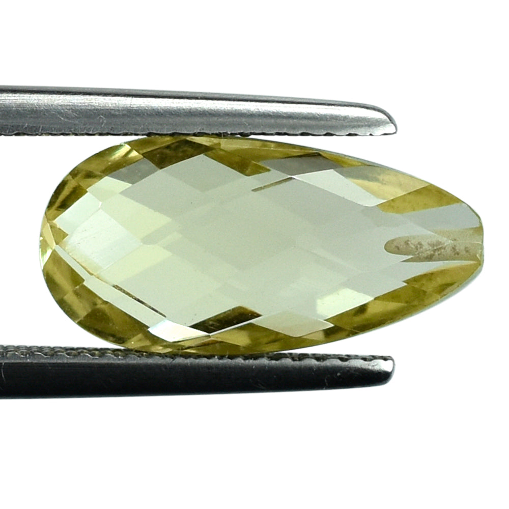 LEMON QUARTZ BRIOLETTE PEAR (HALF DRILL) 16X8MM 5.18CTS.