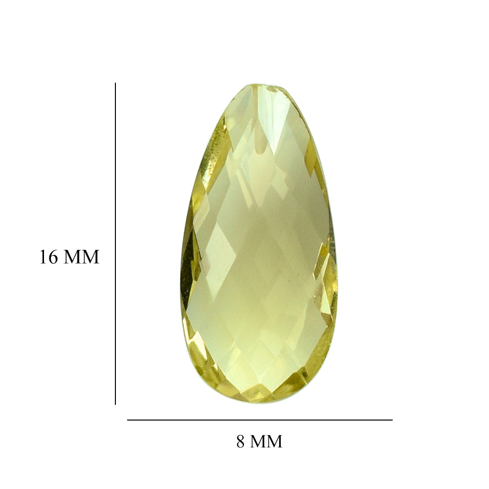 LEMON QUARTZ BRIOLETTE PEAR (HALF DRILL) 16X8MM 5.18CTS.