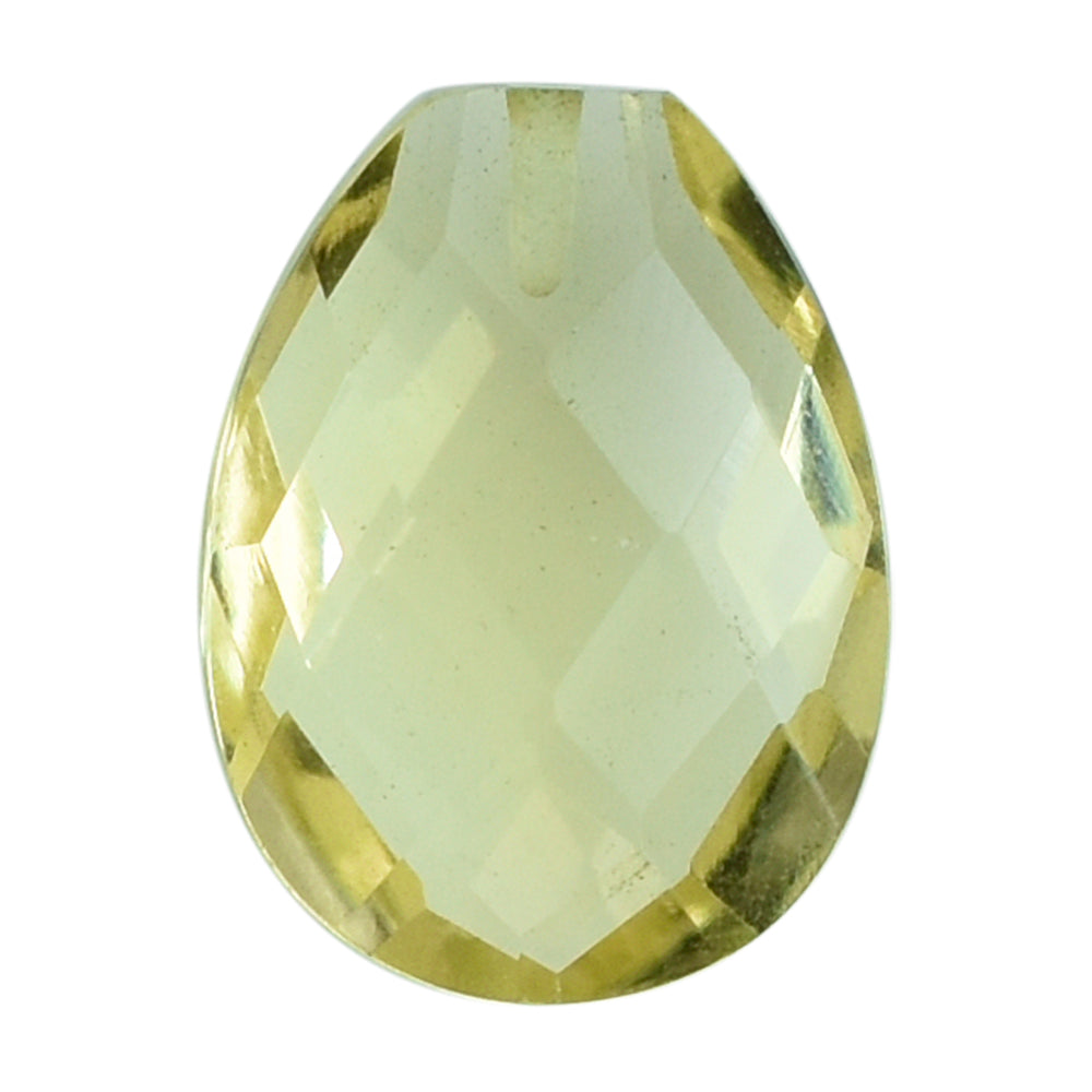 LEMON QUARTZ BRIOLETTE PEAR (HALF DRILL) 12X9MM 3.47CTS.