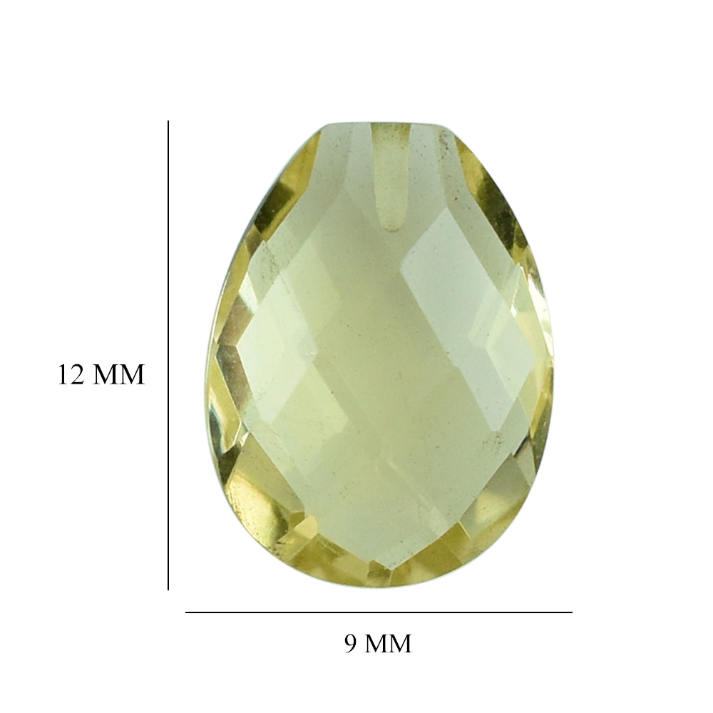 LEMON QUARTZ BRIOLETTE PEAR (HALF DRILL) 12X9MM 3.47CTS.