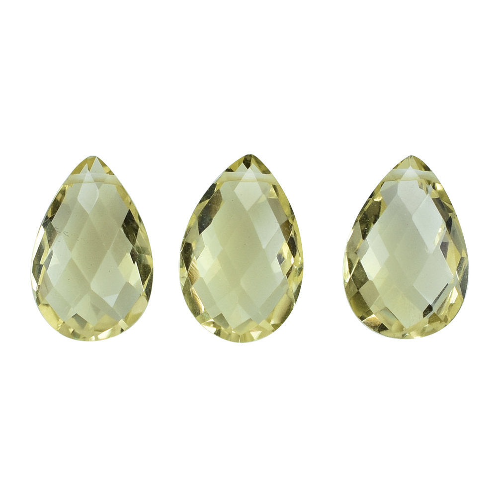 LEMON QUARTZ BRIOLETTE PEAR (FULL DRILL) 12X8MM 2.88CTS.