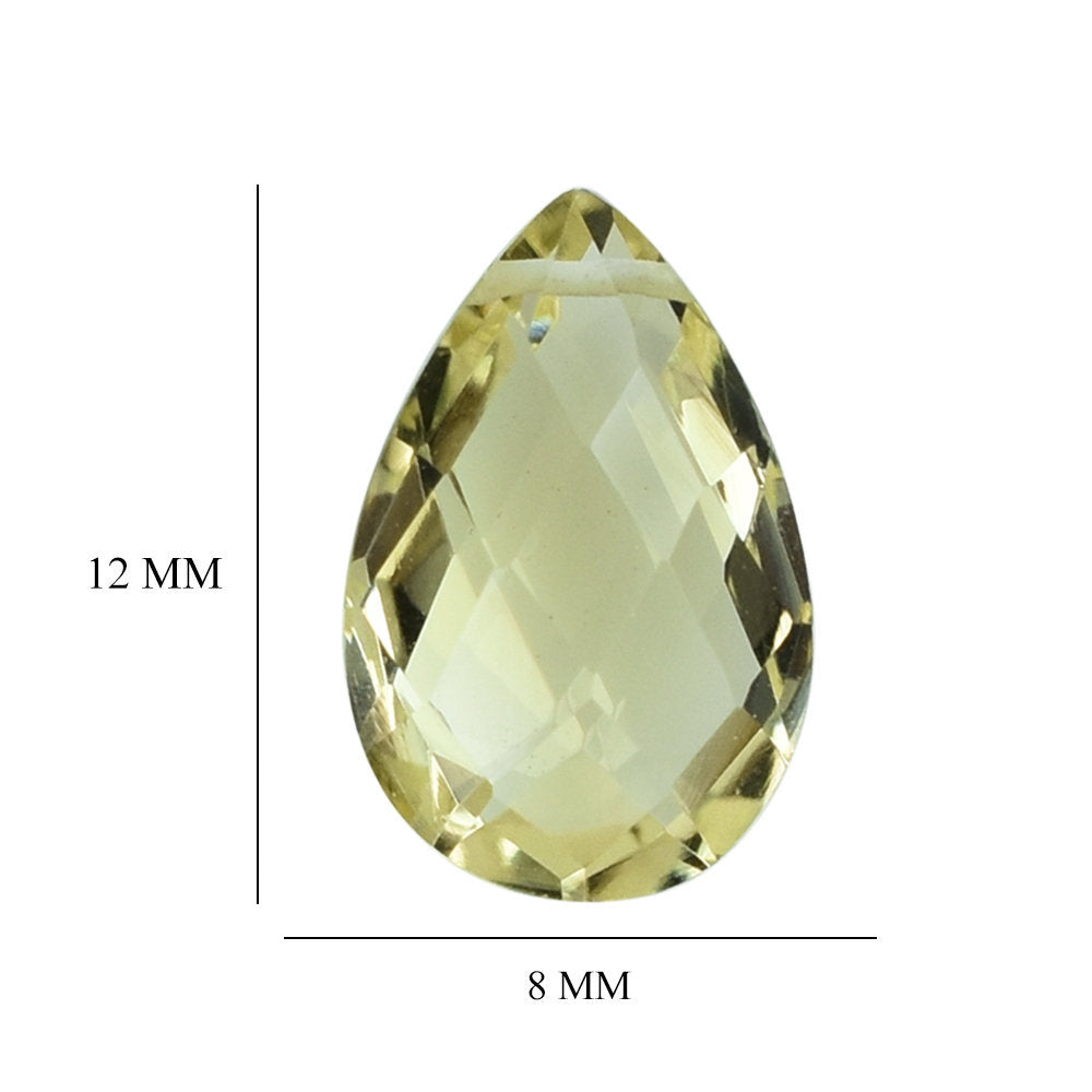 LEMON QUARTZ BRIOLETTE PEAR (FULL DRILL) 12X8MM 2.88CTS.