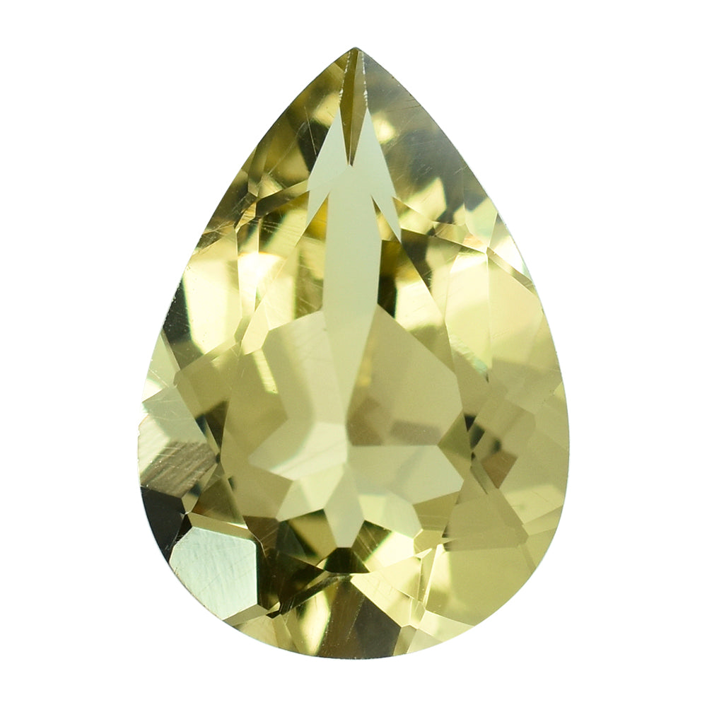 LEMON QUARTZ CUT PEAR 14X10MM 4.45CTS.