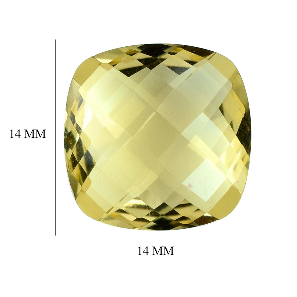LEMON QUARTZ BRIOLETTE CUSHION 14MM 8.78CTS.