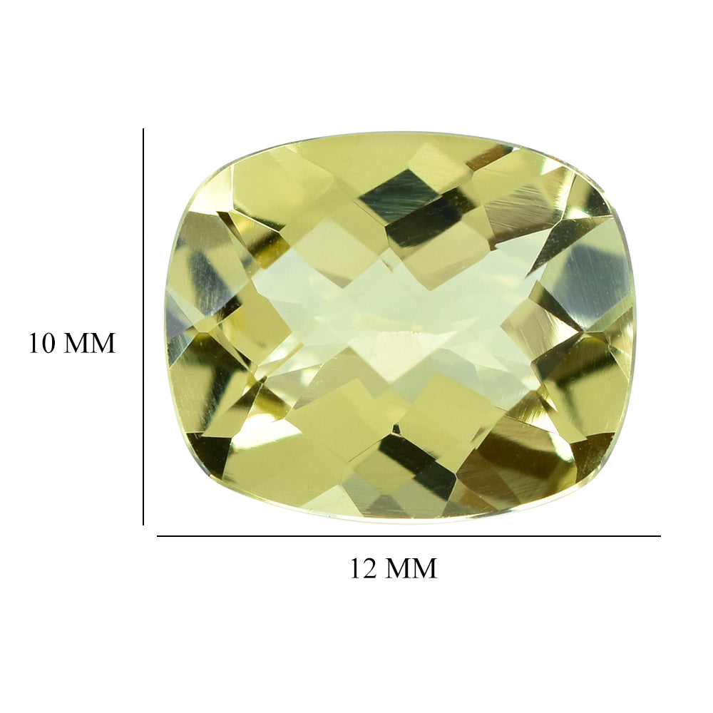 LEMON QUARTZ CHECKER CUT CUSHION 12X10MM 4.27CTS.