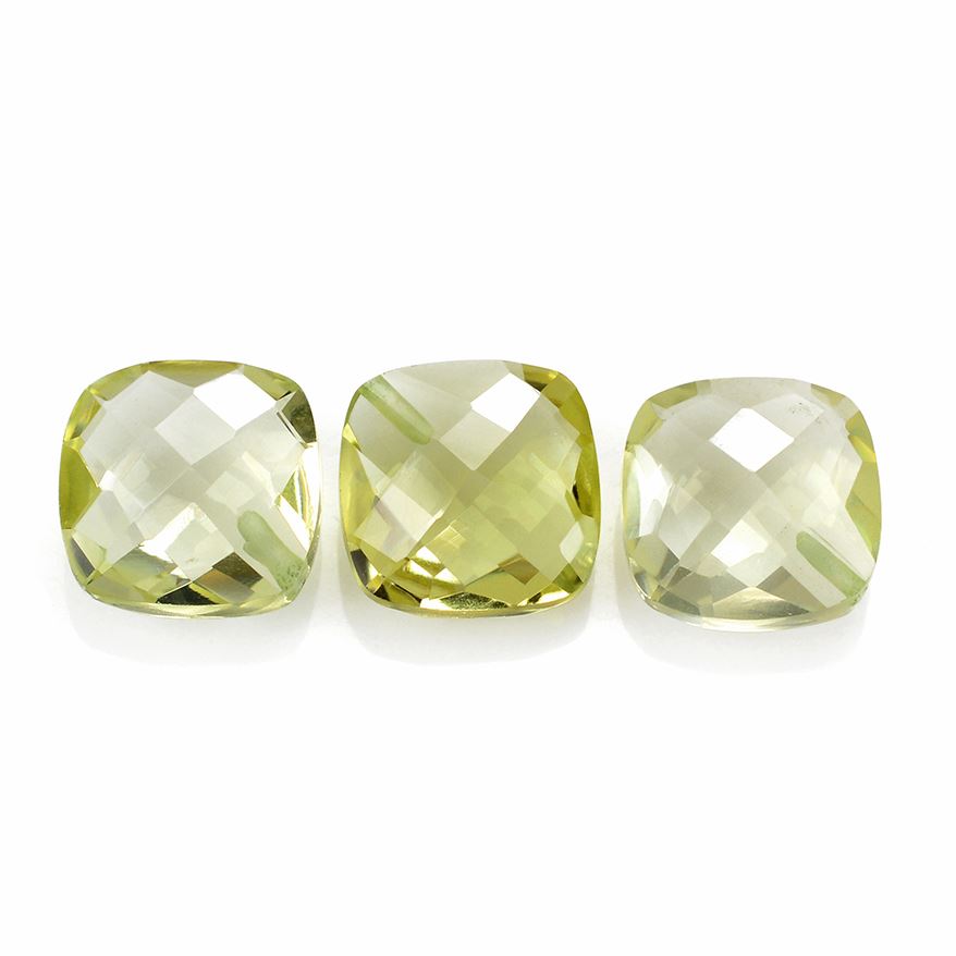 LEMON QUARTZ BRIOLETTE CUSHION (HALF DRILL) 10MM 3.71 Cts.