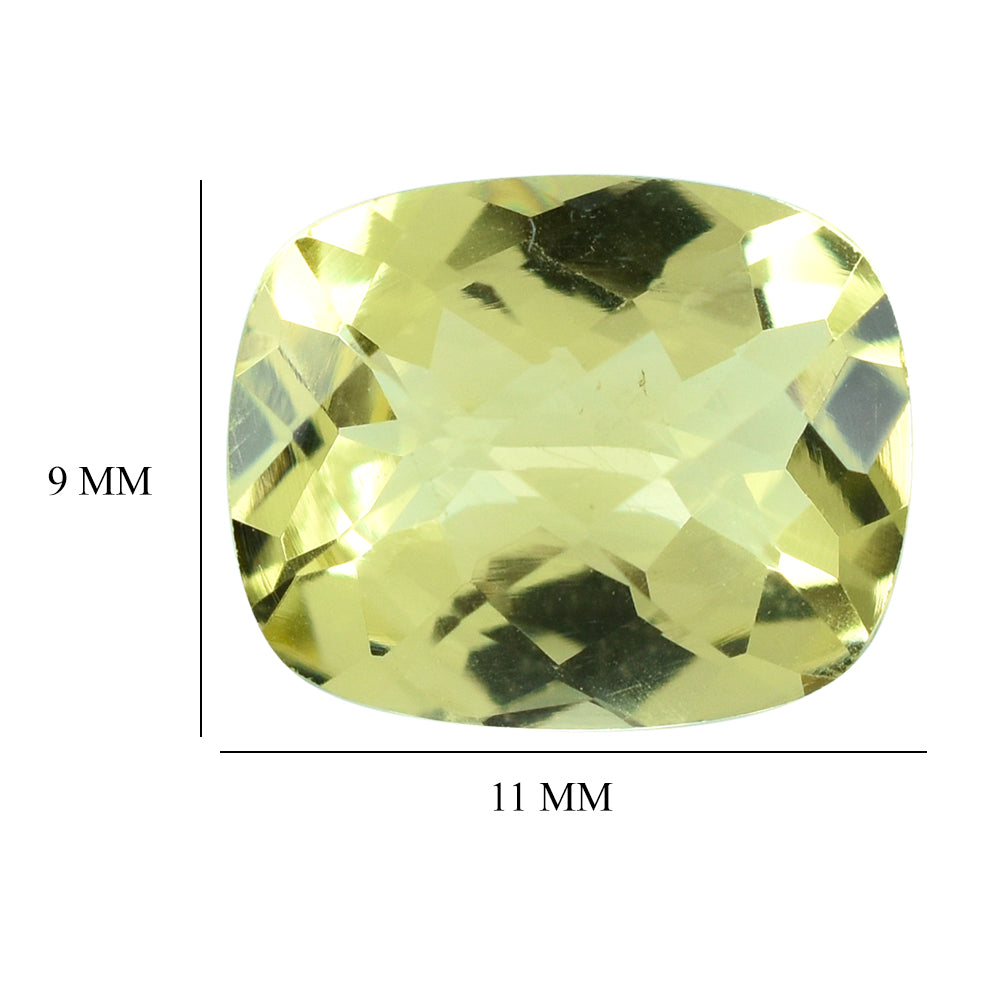 LEMON QUARTZ CHECKER CUT CUSHION 11X9MM 3.25CTS.