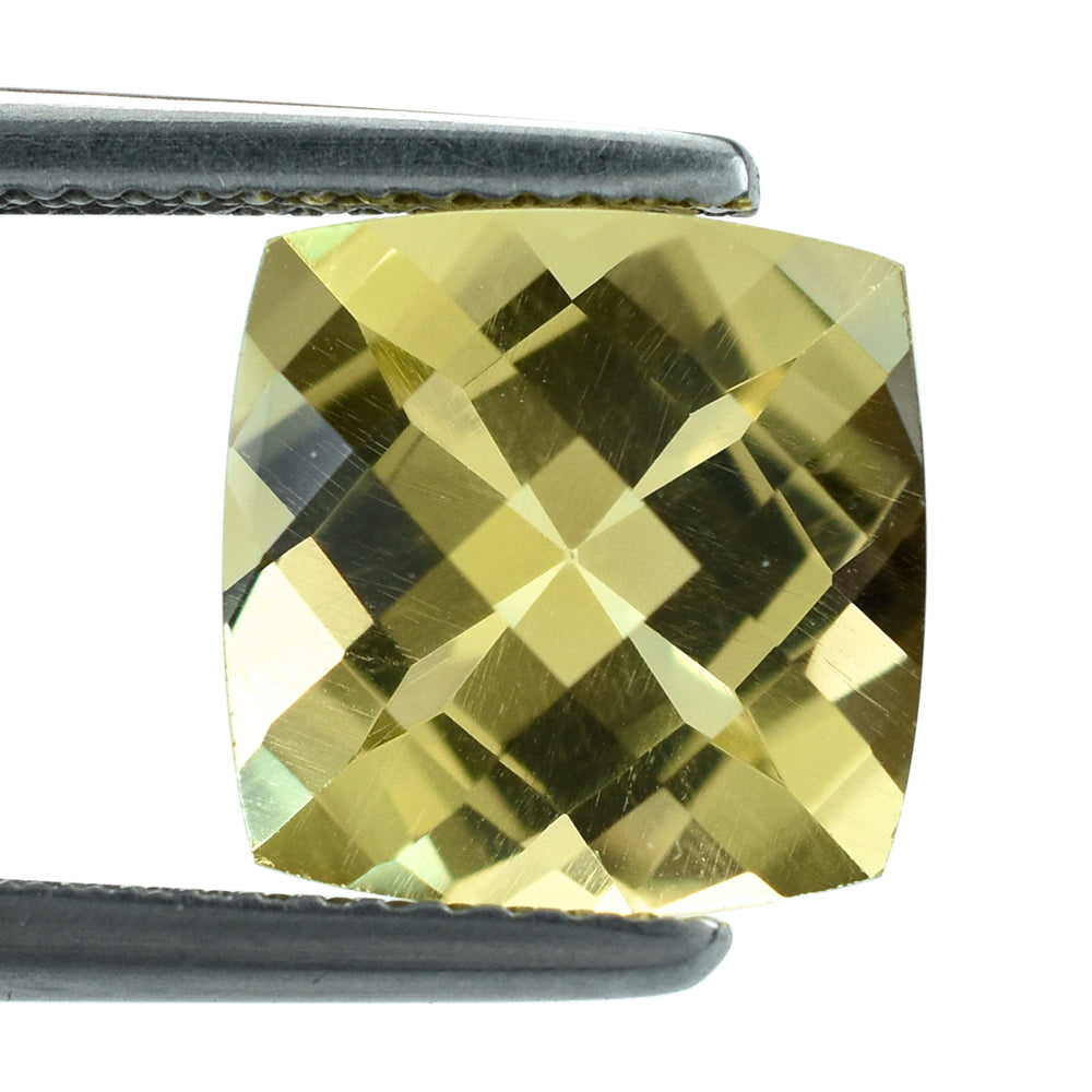 LEMON QUARTZ CHECKER CUT CUSHION 10MM 4.17CTS.