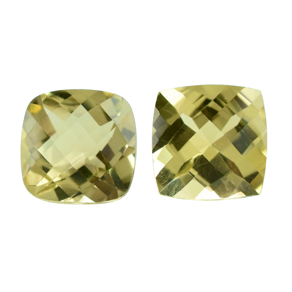 LEMON QUARTZ CHECKER CUT CUSHION 10MM 4.17CTS.
