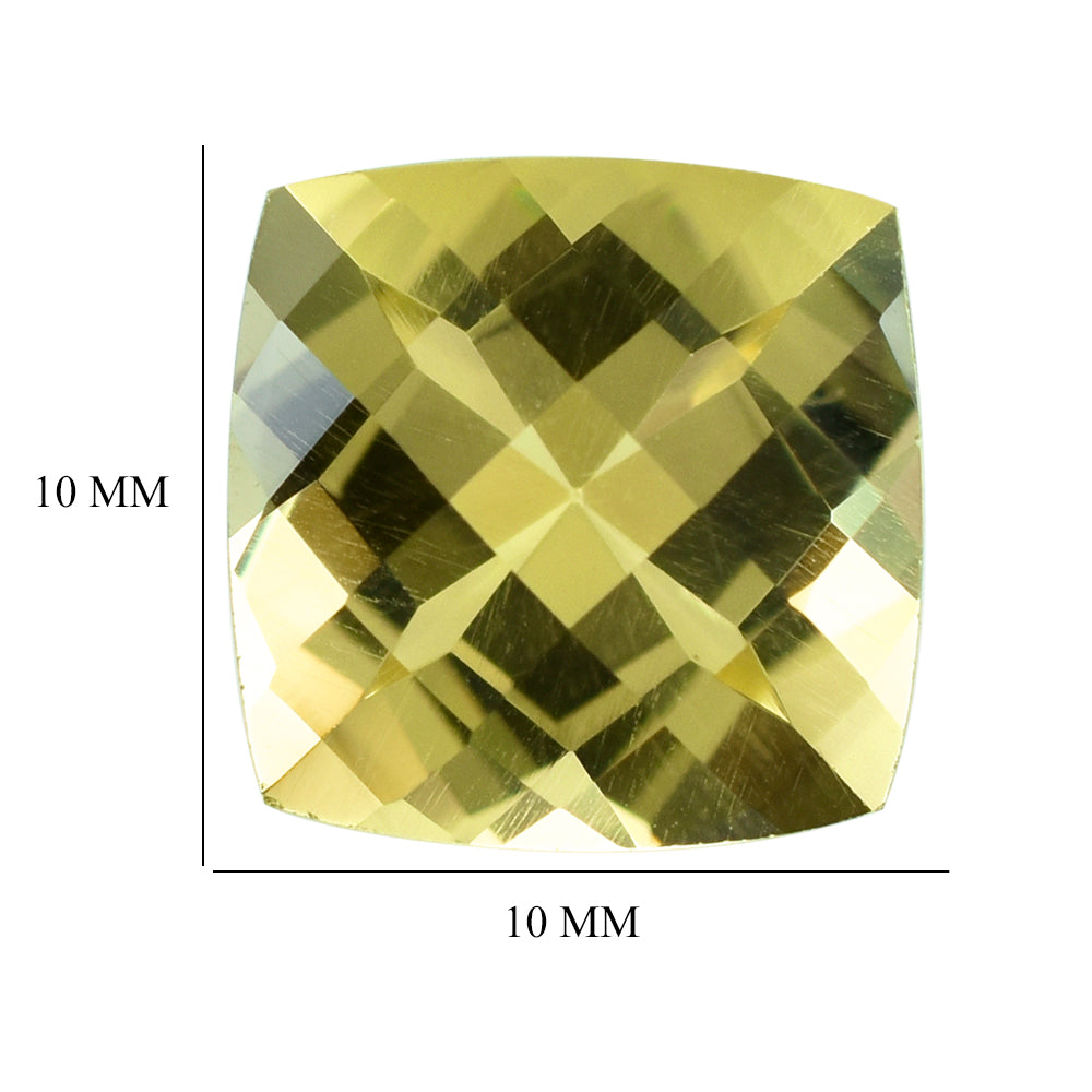 LEMON QUARTZ CHECKER CUT CUSHION 10MM 4.17CTS.