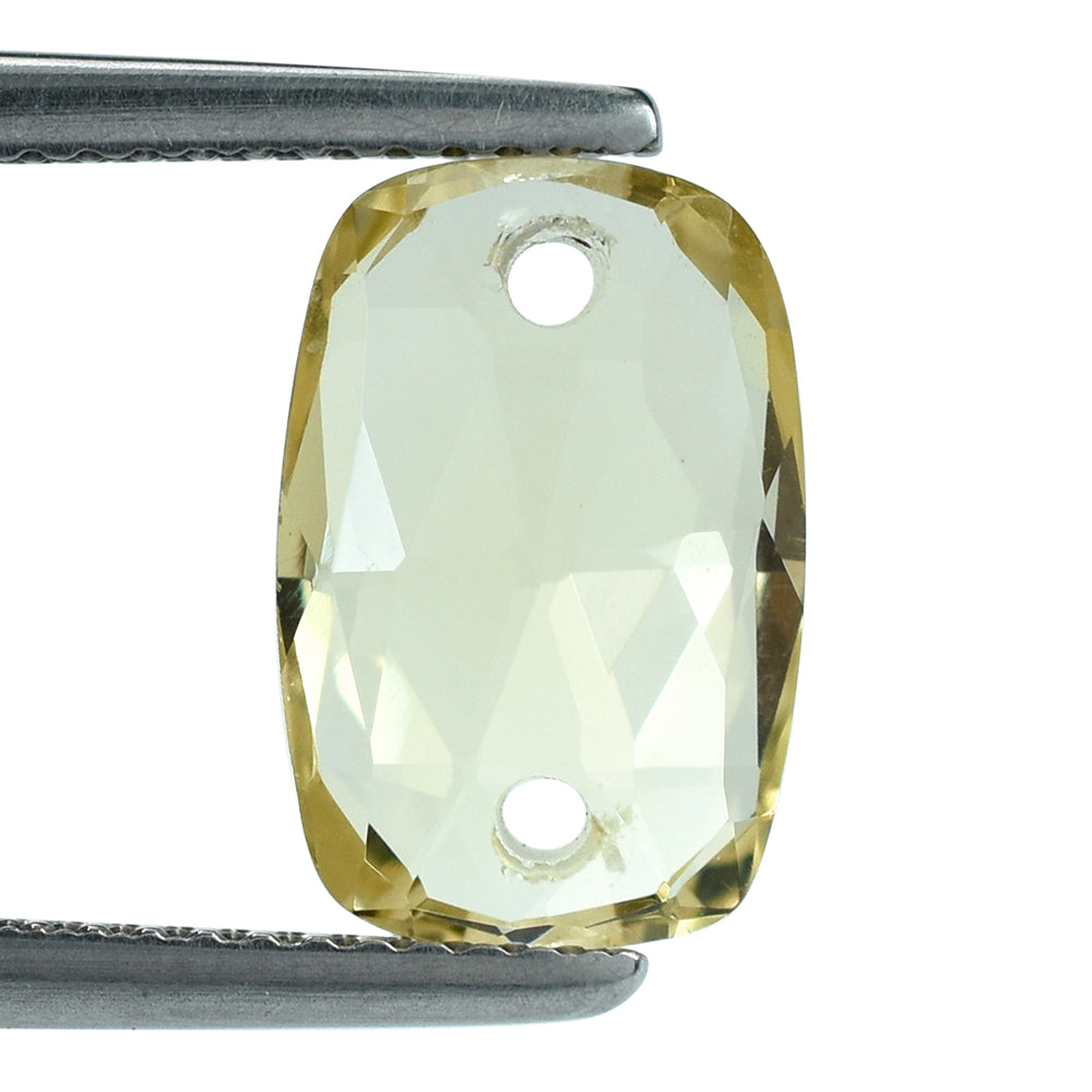 LEMON QUARTZ ROSE CUT BRIOLETTE CUSHION (TWO FULL DRILL) 12X8MM 3.34 Cts.