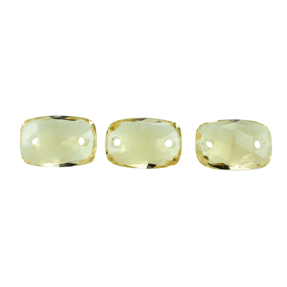 LEMON QUARTZ ROSE CUT BRIOLETTE CUSHION (TWO FULL DRILL) 12X8MM 3.34 Cts.