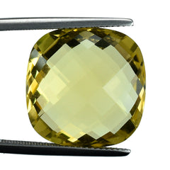 LEMON QUARTZ BRIOLETTE CUSHION (GREEN-GOLD) 18MM 20.55CTS.