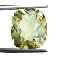 LEMON QUARTZ CHECKER CUT CUSHION 16X14MM 11.15CTS.