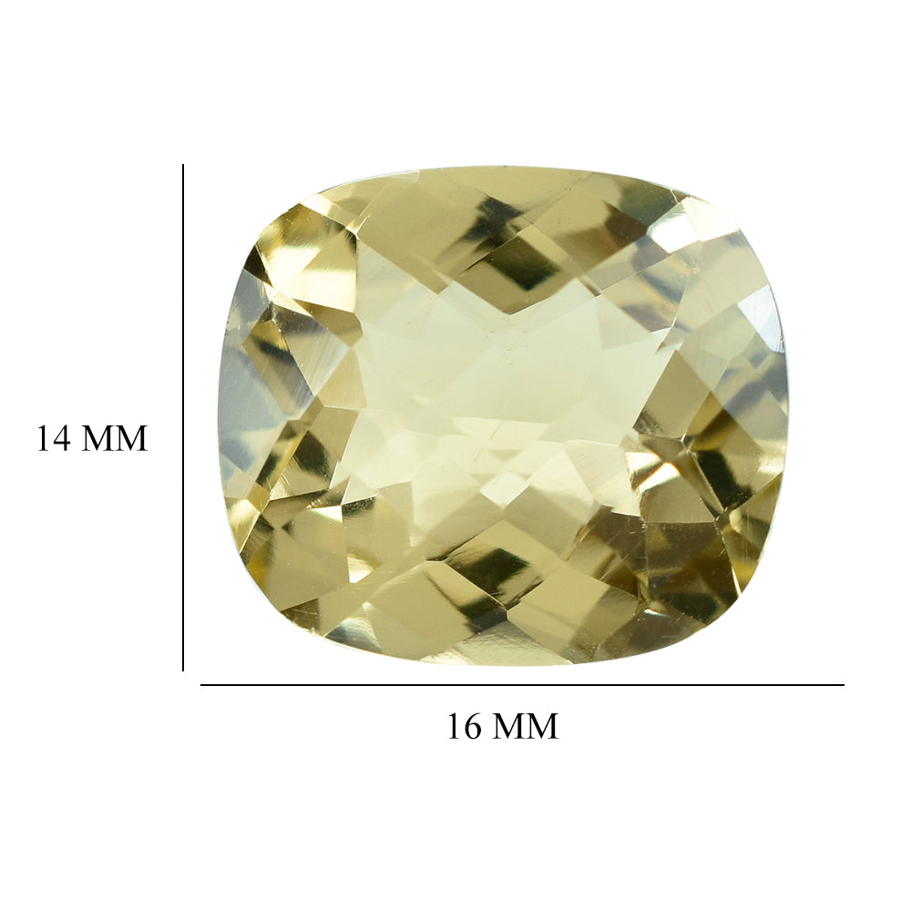LEMON QUARTZ CHECKER CUT CUSHION 16X14MM 11.15CTS.