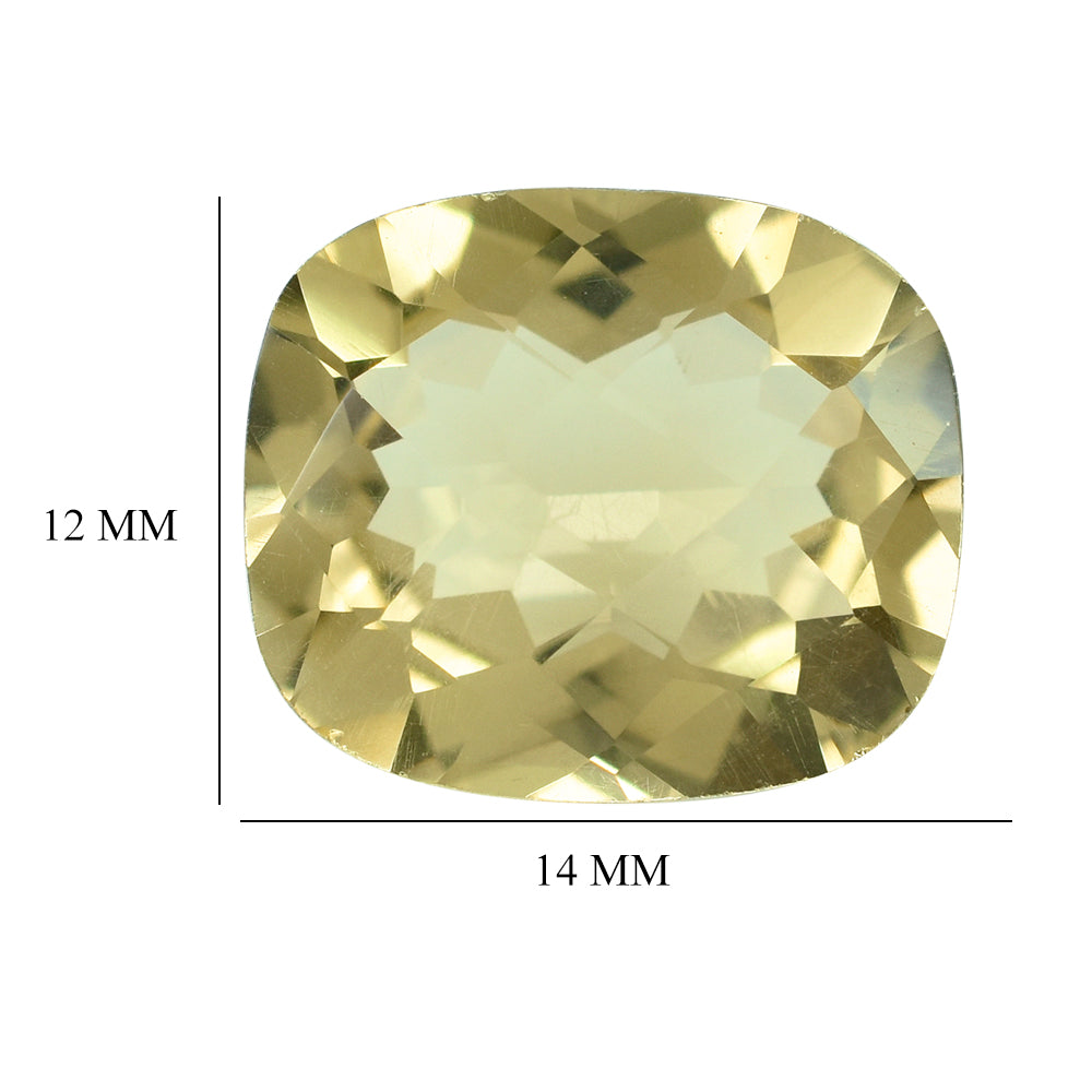 LEMON QUARTZ CHECKER CUT CUSHION 14X12MM 7.12CTS.