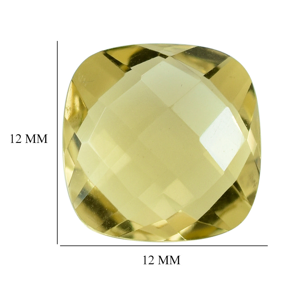 LEMON QUARTZ BRIOLETTE CUSHION 12MM 6.21CTS.