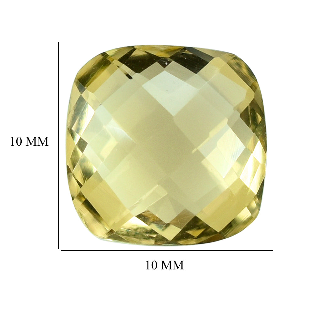 LEMON QUARTZ BRIOLETTE CUSHION 10MM 3.66CTS.