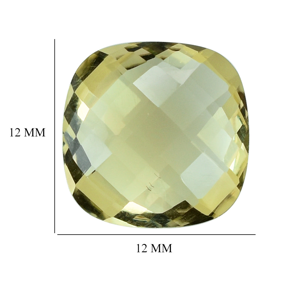 LEMON QUARTZ BRIOLETTE CUSHION 12MM 6.31CTS.
