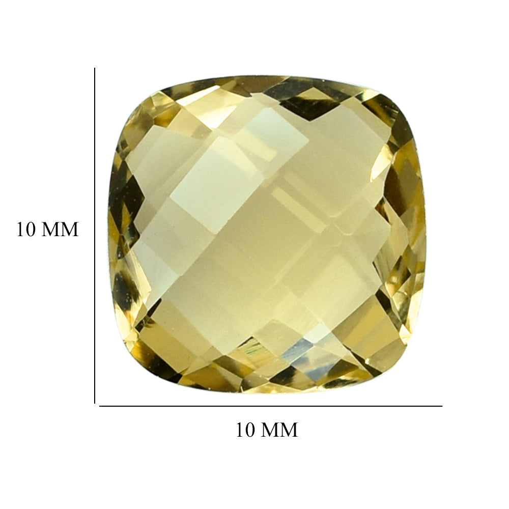 LEMON QUARTZ BRIOLETTE CUSHION 10MM 3.66CTS.