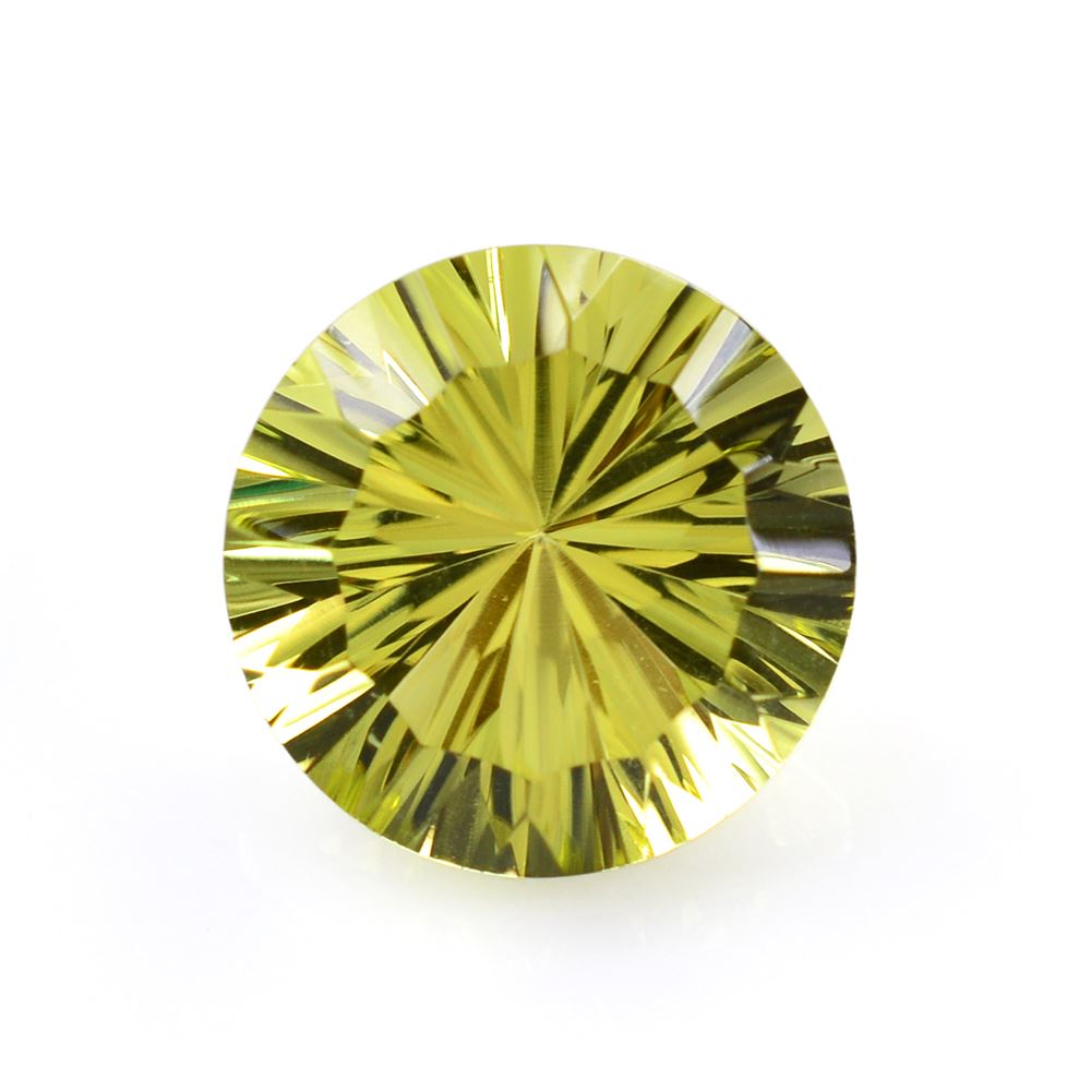 LEMON QUARTZ CONCAVE STRAIGHT FACET ROUND (#77) 14MM 8.43 Cts.