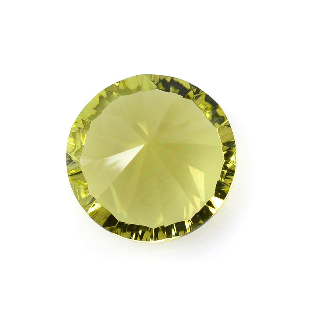LEMON QUARTZ CONCAVE STRAIGHT FACET ROUND (#77) 14MM 8.43 Cts.