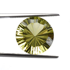 LEMON QUARTZ CONCAVE STRAIGHT FACET ROUND (#77) 14MM 8.43 Cts.