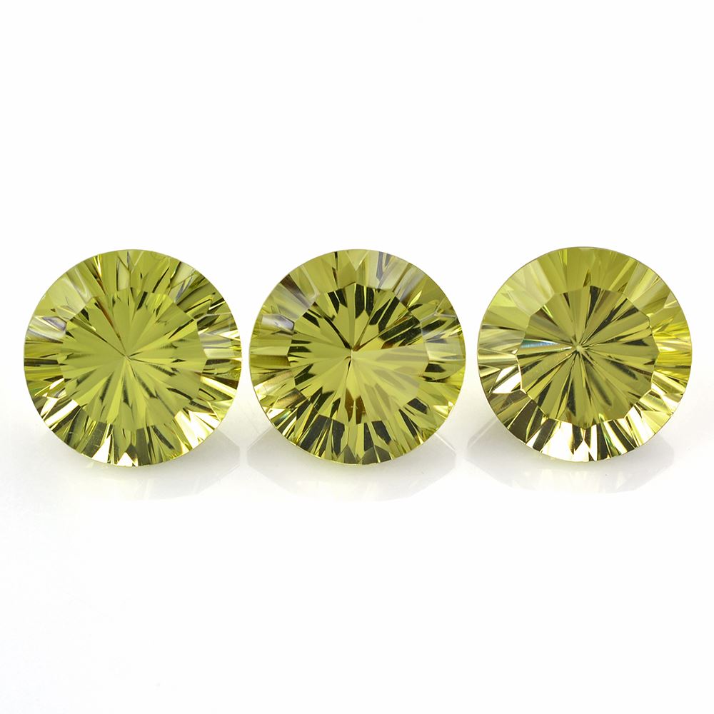 LEMON QUARTZ CONCAVE STRAIGHT FACET ROUND (#77) 14MM 8.43 Cts.